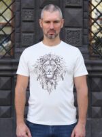 Футболка чоловіча «Лев» молочна з вишивкою від бренду BATIAR