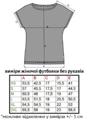 Виміри жіночої футболки без рукавів