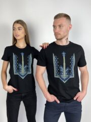 Футболки для пари «Тризуб хрестиком» чорні від BATIAR