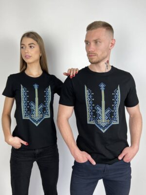 Футболки для пари «Тризуб хрестиком» чорні від BATIAR
