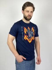 Чоловіча футболка синя з патріотичною вишивкою
