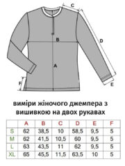 Таблиця вимірів для жіночого джемпера